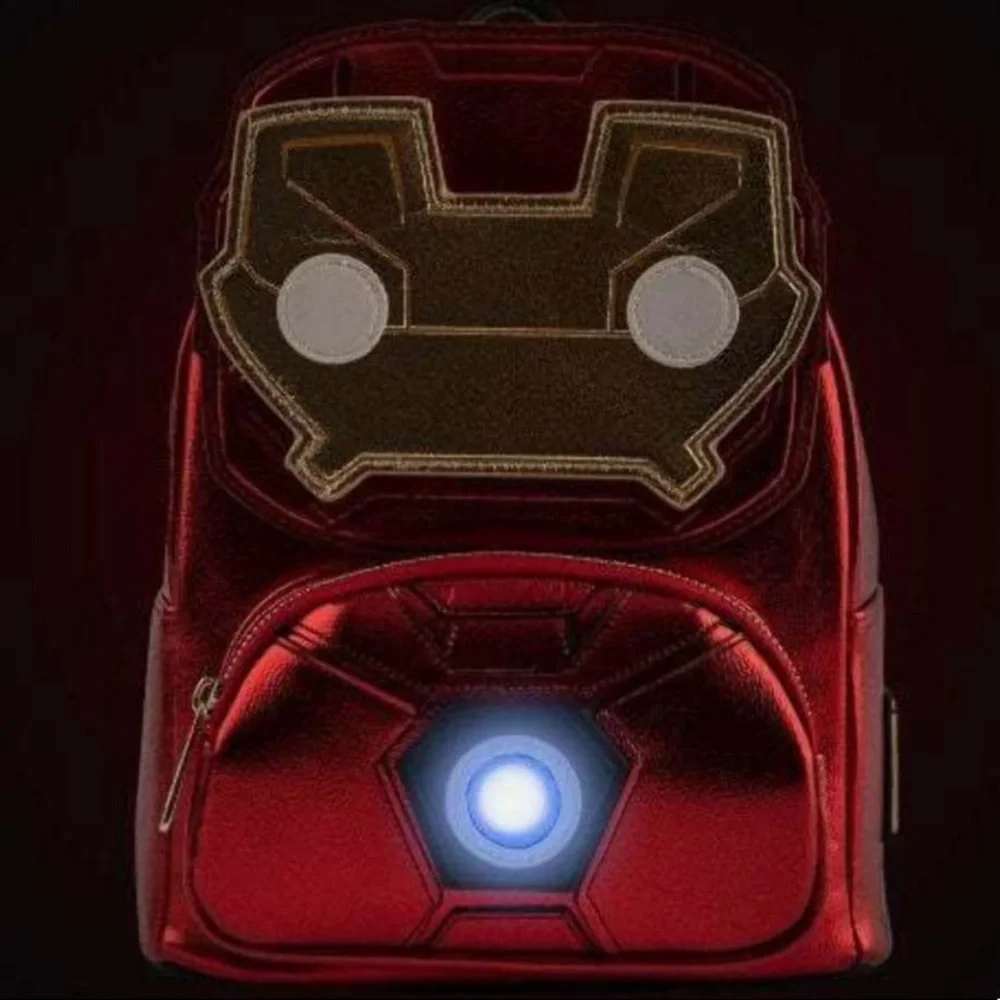 Loungefly x Marvel Pop! Iron Man‎ Light Up Mini Backpack Metallic Leather